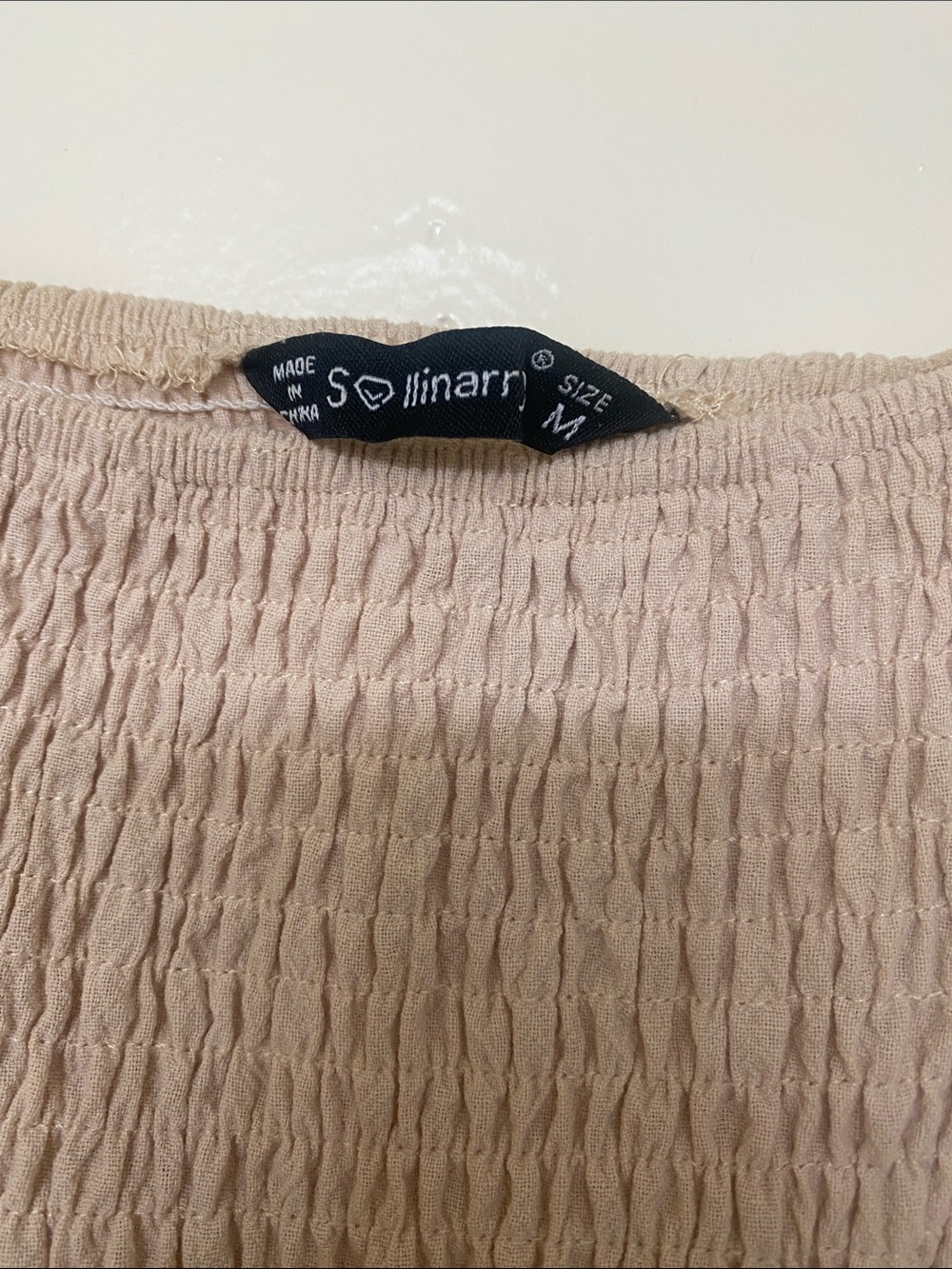 Oatmeal Puff Sleeve Smocked Midi Dress - Picture 4 of 5
